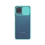 Kzy İletişim Samsung Galaxy M12 ile Uyumlu Kapak Lensi Açılır Kapanır Kamera Korumalı Silikon Kılıf - Turkuaz