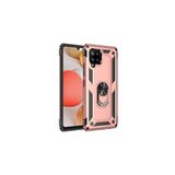 KZY İletişim Samsung Galaxy M12 ile Uyumlu Kapak Military Yüzüklü Stantlı Panzer Tank Kılıf - Rose Gold