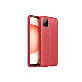KZY İletişim-Samsung Galaxy M12 ile Uyumlu Kılıf Darbe Korumalı Deri Görünümlü Silikon Arka Kapak - Kırmızı (Kırmızı)