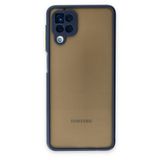 KZY İletişim Samsung Galaxy M12 Kılıf Kamera Korumalı Silikon Renkli Düğmeli Arkası Mat Arka Kapak - Lacivert
