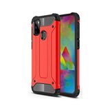 KZY İletişim-Samsung Galaxy M21 ile Uyumlu Kapak Çift Katmanlı Zırh Tank Kılıf - Kırmızı (KIRMIZI)