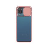 Kzy İletişim Samsung Galaxy M22 ile Uyumlu Kapak Lensi Açılır Kapanır Kamera Korumalı Silikon Kılıf - Pudra