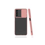 Kzy İletişim Samsung Galaxy M23 ile Uyumlu Kapak Lensi Açılır Kapanır Kamera Korumalı Silikon Kılıf - Pudra