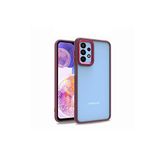 KZY İletişim Samsung Galaxy M23 ile Uyumlu Kapak Metal Kamera Korumalı Arkası Şeffaf Silikon Kılıf - Kırmızı