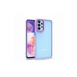 KZY İletişim Samsung Galaxy M23 ile Uyumlu Kapak Metal Kamera Korumalı Arkası Şeffaf Silikon Kılıf - Lila