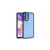 KZY İletişim Samsung Galaxy M23 ile Uyumlu Kapak Metal Kamera Korumalı Arkası Şeffaf Silikon Kılıf - Mavi