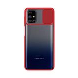 Kzy İletişim Samsung Galaxy M31S ile Uyumlu Kapak Lensi Açılır Kapanır Kamera Korumalı Silikon Kılıf - Kırmızı