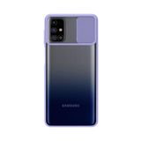 Kzy İletişim Samsung Galaxy M31S ile Uyumlu Kapak Lensi Açılır Kapanır Kamera Korumalı Silikon Kılıf - Lila