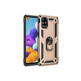 KZY İletişim Samsung Galaxy M31S ile Uyumlu Kapak Military Yüzüklü Stantlı Panzer Tank Kılıf - Gold