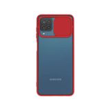 Kzy İletişim Samsung Galaxy M32 ile Uyumlu Kapak Lensi Açılır Kapanır Kamera Korumalı Silikon Kılıf - Kırmızı