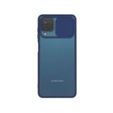 Kzy İletişim Samsung Galaxy M32 ile Uyumlu Kapak Lensi Açılır Kapanır Kamera Korumalı Silikon Kılıf - Lacivert