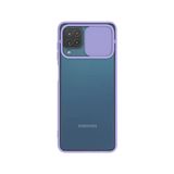 Kzy İletişim Samsung Galaxy M32 ile Uyumlu Kapak Lensi Açılır Kapanır Kamera Korumalı Silikon Kılıf - Lila