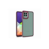 KZY İletişim Samsung Galaxy M32 ile Uyumlu Kapak Metal Kamera Korumalı Arkası Şeffaf Silikon Kılıf - Kırmızı