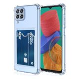 KZY İLETİŞİM Samsung Galaxy M32 Kapak Kamera Korumalı Kartlıklı Darbe Emici Özellikli Şeffaf Silikon Kılıf