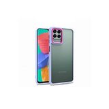KZY İletişim Samsung Galaxy M33 ile Uyumlu Kapak Metal Kamera Korumalı Arkası Şeffaf Silikon Kılıf - Lila