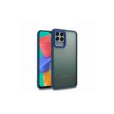 KZY İletişim Samsung Galaxy M33 ile Uyumlu Kapak Metal Kamera Korumalı Arkası Şeffaf Silikon Kılıf - Mavi