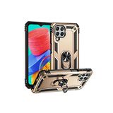 KZY İletişim Samsung Galaxy M33 ile Uyumlu Kapak Military Yüzüklü Stantlı Panzer Tank Kılıf - Gold