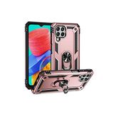 KZY İletişim Samsung Galaxy M33 ile Uyumlu Kapak Military Yüzüklü Stantlı Panzer Tank Kılıf - Rose Gold
