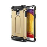 KZY İletişim-Samsung Galaxy Note 4 ile Uyumlu Kapak Çift Katmanlı Zırh Tank Kılıf - Gold (GOLD)