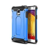 KZY İletişim-Samsung Galaxy Note 4 ile Uyumlu Kapak Çift Katmanlı Zırh Tank Kılıf - Mavi (Mavi)