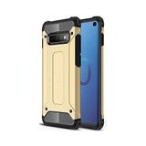 KZY İletişim-Samsung Galaxy S10 ile Uyumlu Kapak Çift Katmanlı Zırh Tank Kılıf - Gold (GOLD)
