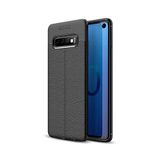 KZY İletişim-Samsung Galaxy S10 ile Uyumlu Kılıf Darbe Korumalı Deri Görünümlü Silikon Arka Kapak - Siyah (Siyah)