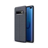 KZY İletişim-Samsung Galaxy S10 Plus ile Uyumlu Kılıf Darbe Korumalı Deri Görünümlü Silikon Arka Kapak - Lacivert (Lacivert)