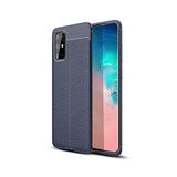 KZY İletişim-Samsung Galaxy S20 Plus ile Uyumlu Kılıf Darbe Korumalı Deri Görünümlü Silikon Arka Kapak - Lacivert (Lacivert)