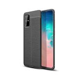 KZY İletişim-Samsung Galaxy S20 Plus ile Uyumlu Kılıf Darbe Korumalı Deri Görünümlü Silikon Arka Kapak - Siyah (Siyah)