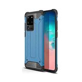KZY İletişim-Samsung Galaxy S20 Ultra ile Uyumlu Kapak Çift Katmanlı Zırh Tank Kılıf - Mavi (Mavi)