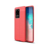 KZY İletişim-Samsung Galaxy S20 Ultra ile Uyumlu Kılıf Darbe Korumalı Deri Görünümlü Silikon Arka Kapak - Kırmızı (Kırmızı)