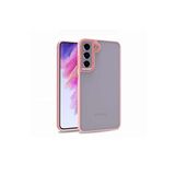 KZY İletişim Samsung Galaxy S21 FE ile Uyumlu Kapak Metal Kamera Korumalı Arkası Şeffaf Silikon Kılıf - Rose Gold
