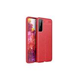 KZY İletişim-Samsung Galaxy S21 Plus ile Uyumlu Kılıf Darbe Korumalı Deri Görünümlü Silikon Arka Kapak - Kırmızı (Kırmızı)