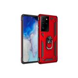 KZY İletişim Samsung Galaxy S21 Ultra ile Uyumlu Kapak Military Yüzüklü Stantlı Panzer Tank Kılıf - Kırmızı