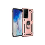 KZY İletişim Samsung Galaxy S21 Ultra ile Uyumlu Kapak Military Yüzüklü Stantlı Panzer Tank Kılıf - Rose Gold