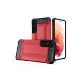 KZY İletişim-Samsung Galaxy S22 ile Uyumlu Kapak Çift Katmanlı Zırh Tank Kılıf - Kırmızı (Kırmızı)