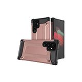 KZY İletişim-Samsung Galaxy S22 Ultra ile Uyumlu Kapak Çift Katmanlı Zırh Tank Kılıf - Rose Gold (Rose Gold)