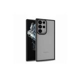 KZY İletişim Samsung Galaxy S22 Ultra ile Uyumlu Kapak Metal Kamera Korumalı Arkası Şeffaf Silikon Kılıf - Siyah