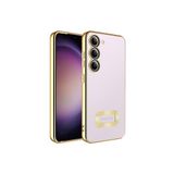 KZY İletişim Samsung Galaxy S23 Plus ile uyumlu Yanları Renkli Lens Korumalı Logo Gösteren Luxury Silikon Kılıf - Gold