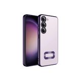 KZY İletişim Samsung Galaxy S23 Plus ile uyumlu Yanları Renkli Lens Korumalı Logo Gösteren Luxury Silikon Kılıf - Mor