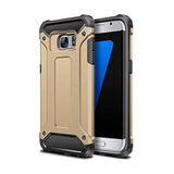 KZY İletişim-Samsung Galaxy S6 Edge ile Uyumlu Kapak Çift Katmanlı Zırh Tank Kılıf - Gold (GOLD)