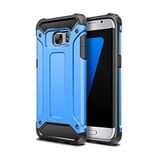 KZY İletişim-Samsung Galaxy S6 Edge ile Uyumlu Kapak Çift Katmanlı Zırh Tank Kılıf - Mavi (Mavi)