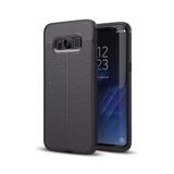 KZY İletişim-Samsung Galaxy S8 Plus ile Uyumlu Kılıf Darbe Korumalı Deri Görünümlü Silikon Arka Kapak - Siyah (Siyah)