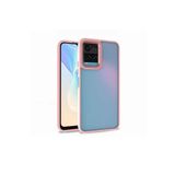 KZY İletişim Vivo Y21S ile Uyumlu Kapak Metal Kamera Korumalı Arkası Şeffaf Silikon Kılıf - Rose Gold