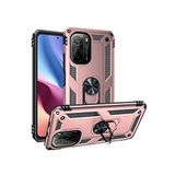 KZY İletişim Xiaomi Poco F3 ile Uyumlu Kapak Military Yüzüklü Stantlı Panzer Tank Kılıf - Rose Gold