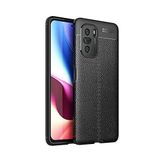 KZY İletişim-Xiaomi Poco F3 ile Uyumlu Kılıf Darbe Korumalı Deri Görünümlü Silikon Arka Kapak - Siyah (SİYAH)