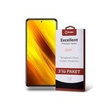 KZY İLETİŞİM Xiaomi Poco X3 ile uyumlu Temperli Ekran Koruyucu Kırılmaz Cam Ekonomik 3'lü Paket