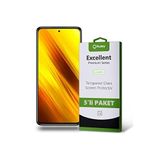 KZY İLETİŞİM Xiaomi Poco X3 ile uyumlu Temperli Ekran Koruyucu Kırılmaz Cam Ekonomik 5'li Paket