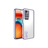KZY İletişim Xiaomi Redmi 10 ile uyumlu Yanları Renkli Lens Korumalı Logo Gösteren Şeffaf Luxury Silikon Kılıf - Lila