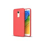 KZY İletişim-Xiaomi Redmi 5 Plus ile Uyumlu Kılıf Darbe Korumalı Deri Görünümlü Silikon Arka Kapak - Kırmızı (Kırmızı)